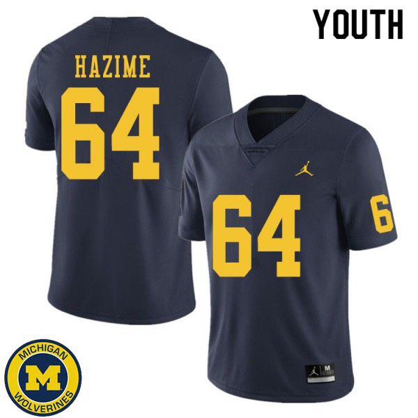 Youth Michigan Wolverines #64 Mahdi Hazime Navy Replica Game Jersey